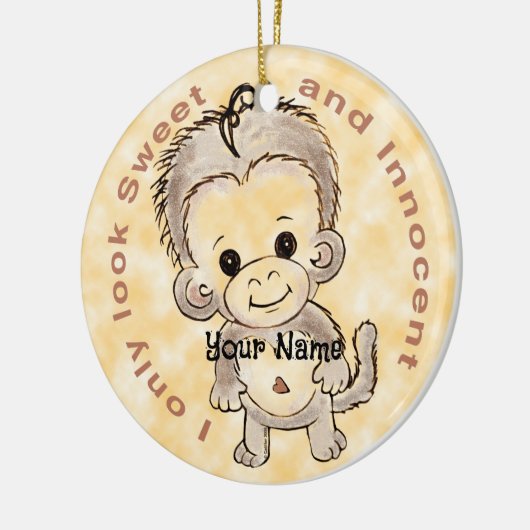 Innocent Monkey Keramisch Ornament (Links)