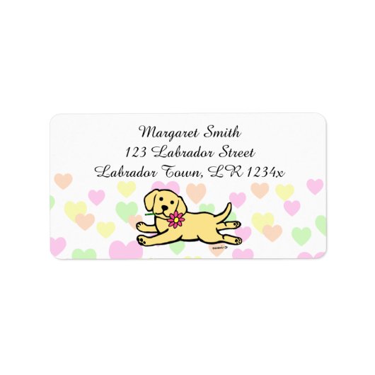 Innocent Yellow Labrador Puppy Cartoon Etiket (Voorkant)