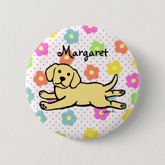 Innocent Yellow Labrador Puppy Cartoon Ronde Button 5,7 Cm (Voorkant)