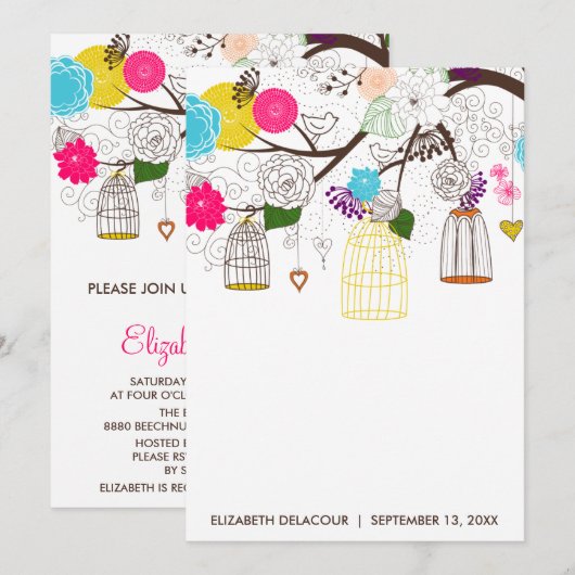 Innodiging tot het Baby shower van de flora Kaart (Voorkant / Achterkant)