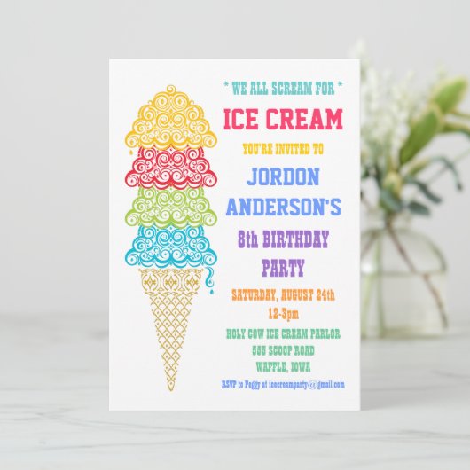 Innodiging voor kleurrijke Ice Cream-kloon Kaart (Staand voorkant)