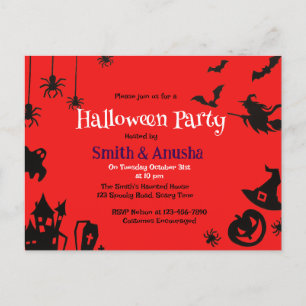 Innovatie Volwassen Halloween Party Rode Achtergro Feestdagenkaart