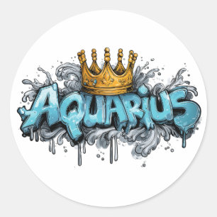 Innovatieve Aquarius Zodiac Graffiti Airbrush Ronde Sticker