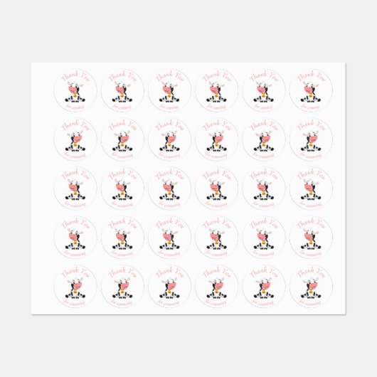 Innovatieve roze Koe Labels (Vel)