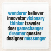 Innovator Gamechanger Visionary Dreamweaver Label  Glazen Onderzetter (Voorkant)