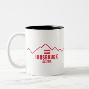 Innsbruck Austria Flag Mountain Tweekleurige Koffiemok