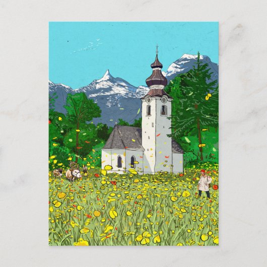 Innsbruck Austria Landscape Whimsical Art Briefkaart (Voorkant)