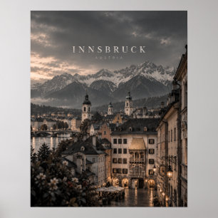 Innsbruck Cinematic Monochrome Stads Kunst Poster