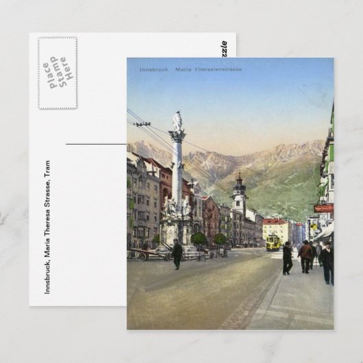 Innsbruck, Maria Theresa Strasse, Tram Briefkaart (Voorkant / Achterkant)