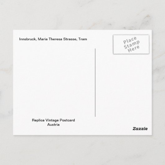 Innsbruck, Maria Theresa Strasse, Tram Briefkaart (Achterkant)