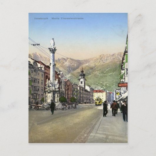 Innsbruck, Maria Theresa Strasse, Tram Briefkaart (Voorkant)
