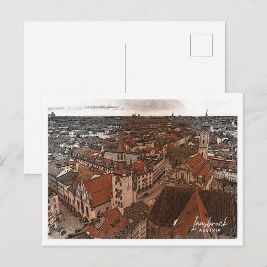 Innsbruck Oostenrijk Mooi kleurenpotloodlandschap Briefkaart (Voorkant / Achterkant)