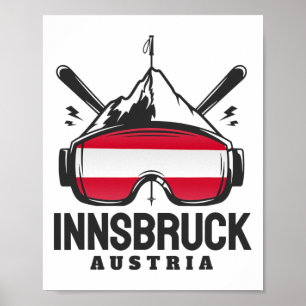 Innsbruck Oostenrijk Skigebied Retro Skien Poster