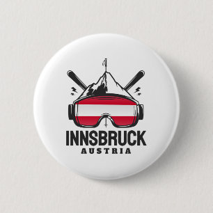 Innsbruck Oostenrijk Skigebied Retro Skien  Ronde Button 5,7 Cm