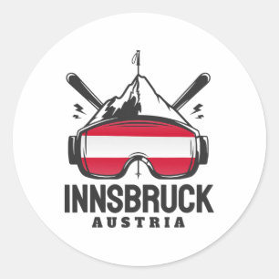 Innsbruck Oostenrijk Skigebied Retro Skien Ronde Sticker