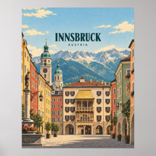 Innsbruck Oostenrijk Vintage Reis Kunst Poster