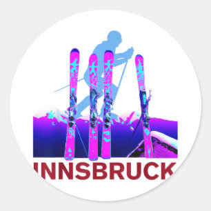Innsbruck skiën &amp; snowboarden retro 90s ronde sticker