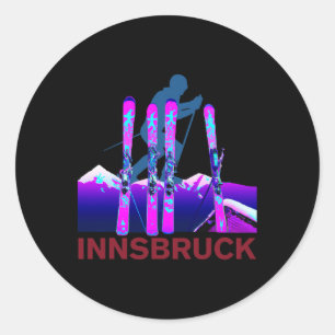 Innsbruck Skiën en snowboarden Retro jaren 90 Inns Ronde Sticker