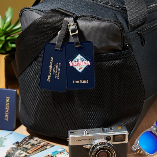 Innsbruck Tyrol Austria Retro Alps  Bagagelabel (Voorkant /achterkant)