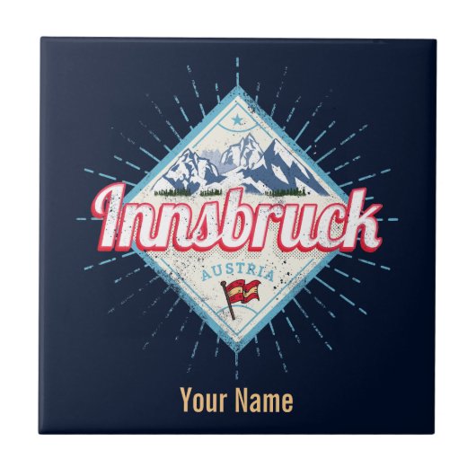 Innsbruck Tyrol Austria Retro Alps  Tegeltje (Voorkant)