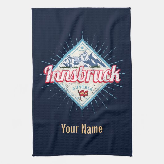 Innsbruck Tyrol Austria Retro Alps  Theedoek (Verticaal)