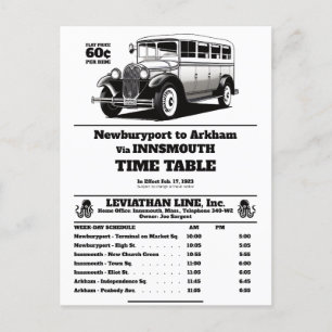 Innsmouth Bus Schedule Joe Sargent Briefkaart
