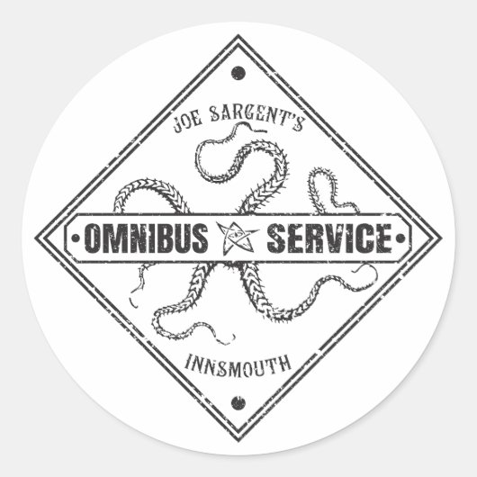 Innsmouth Bus Service Joe Sargent Ronde Sticker (Voorkant)
