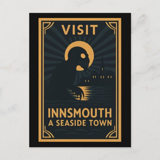 Innsmouth by Moonlight - Een Art Deco-reis naar de Feestdagenkaart (Voorkant)