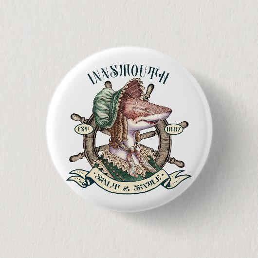 Innsmouth Salt & Sable - Shark Lady Ronde Button 3,2 Cm (Voorkant)
