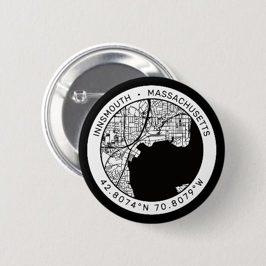 Innsmouth Stadsplattegrond Lovecraft Ronde Button 5,7 Cm (Voorkant /achterkant)