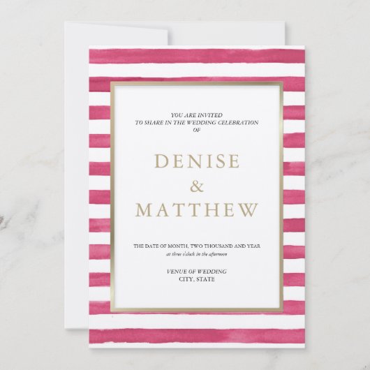 Innuendo Roze Aquarel Strepen & Gouden Letters Kaart (Voorkant)