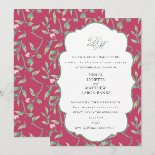 Innuendo Roze en Basilicum Groen Proefdiner Kaart (Voorkant / Achterkant)
