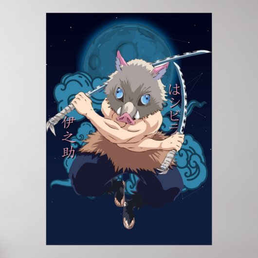 Inosuke Hashibira  Kimetsu No Yaiba Poster (Voorkant)