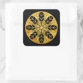 Inoue clan kamon in faux gold op zwart goud vierkante sticker (Tas)