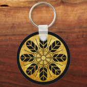Inoue Japan Clan Kamon Mon Faux Gold Black Sleutelhanger (Voorkant)