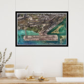 Inouye Intl Airport Honolulu Hawaii Satellite Map Poster (Keuken)