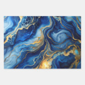 Inpakpapier - Blauw & Goud Marmerdesign Vel (Voorkant 2)