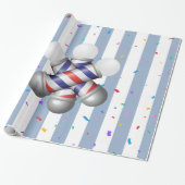 Inpakpapier Blauw & Wit Streep Kapperpaal (Uitgerold)