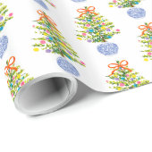 Inpakpapier: Blue Ginger Jar Kerstbomen (C Cadeaupapier (Rol Hoek)