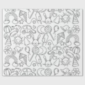 Inpakpapier Cute Kleurplaat Doodles Kinderen Kleur (Vlak)