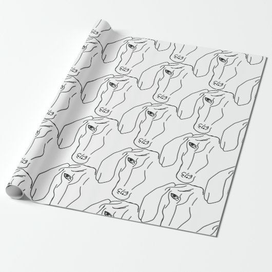 Inpakpapier Dachshond Kop, Kunst Tekening (Uitgerold)