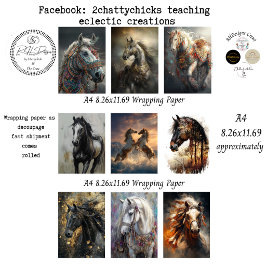 Inpakpapier Decoupage 9 A4 Paarden Vel