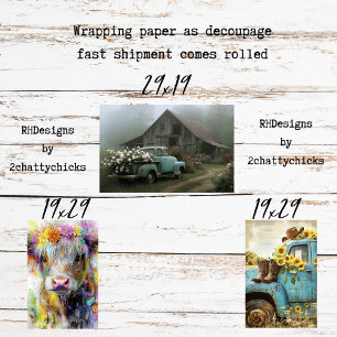 Inpakpapier Decoupage Charmerende Landelijke Leefs Vel