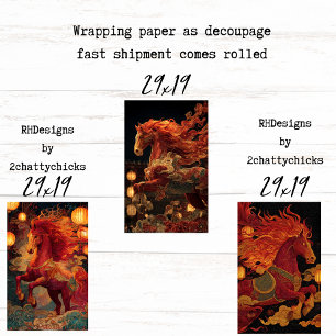 Inpakpapier Decoupage Chinese Vuurpaard Vel