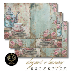Inpakpapier – Decoupage Shabby Chic Thee Bloemen Vel