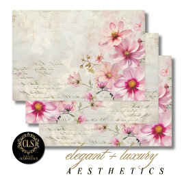 Inpakpapier – Decoupage - Vintage Roos Bloemen Vel