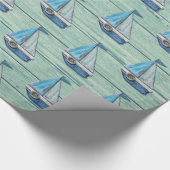 Inpakpapier Driftwood Beach Jade, jachtontwerp (Hoek)