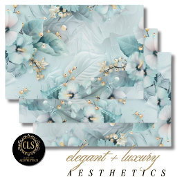 Inpakpapier - Elegante Winter Blauwe Bloemen Vel