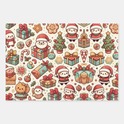 Inpakpapier Flat Sheet Set van 3-Kerstmis (Voorkant)