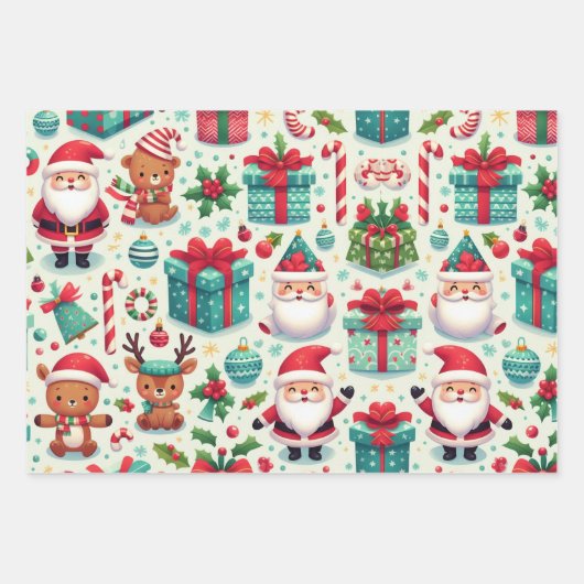 Inpakpapier Flat Sheet Set van 3-Kerstmis Vel (Voorkant 3)